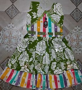 Girls Floral Print Party Dress Size-30