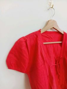 Red Short Sleeve Blouse