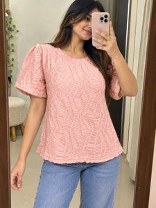 Chic Puff Sleeve Textured Top Size M-L 34"-38"