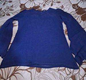 Blue Top with Puffy Sleeves