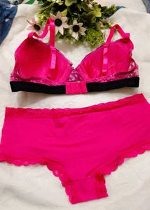 Hot Pink Lace Bra &amp; Panty Set