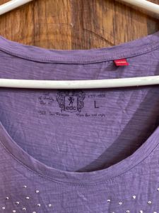 Purple 'Rock' Rhinestone T-Shirt