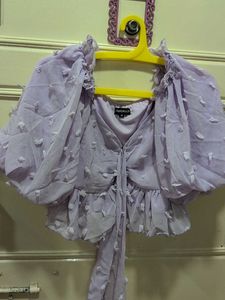 Sheer Lavender Puff Sleeve Top