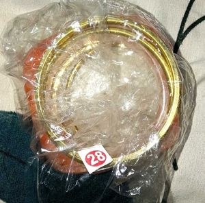 Unique Marbled Orange &amp; Gold Bangles