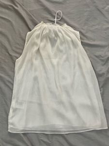 Elegant White Sleeveless Tie-Neck Top