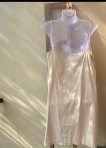 Casual Beige Linen Button-Up Dress