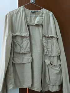 Khaki Utility Jacket with Multiple Pockets