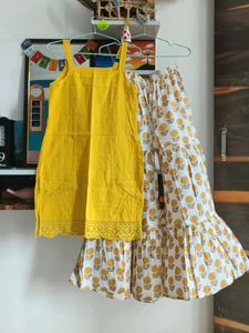 Yellow Kurta Set with Printed Palazzo