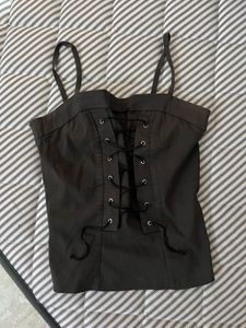 Black Corset Style Tank Top
