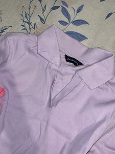 Lavender Collared Crop Top