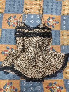 Leopard Print Lace Trim Top