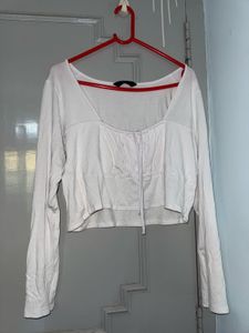 White Long Sleeve Crop Top