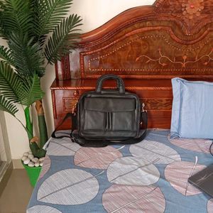 Classic Black Leather Briefcase