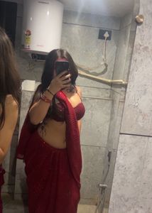 Red Sequin Saree