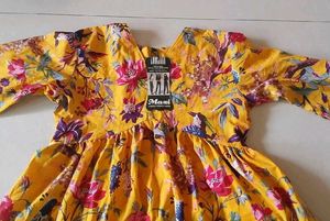 Yellow Floral Kurta with Dhoti Pants
