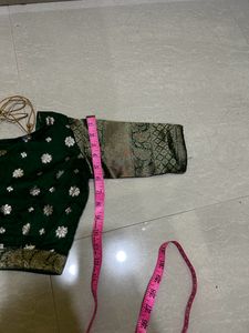Organza Green Colour Half Saree