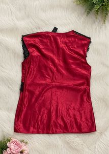 Satin &amp; Lace Red Camisole Top