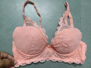 Peach Lace Balconette Bra