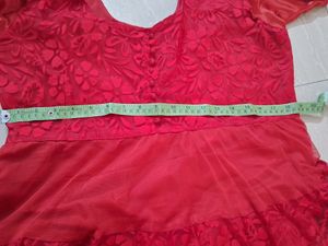Tomato Red Net Anarkali Party Wear Gorgeous Suit (With Bottom+ Duppta)