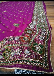 y2k purple handwork saree