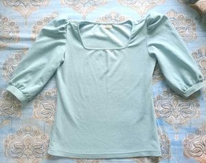 Light Blue Puff Sleeve Top