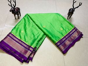 Vibrant Green Silk Saree with Blouse