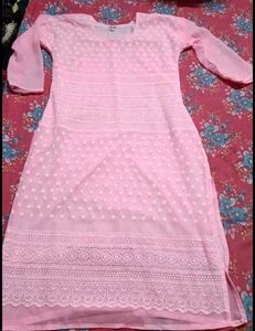 Elegant Pink Chikankari Kurta