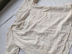 Cream Textured Button-Up Top