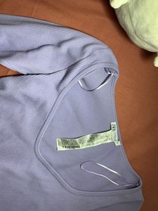ZARA Lavender Ribbed Cropped Top