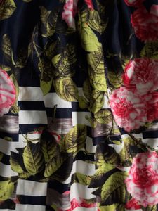 Floral Print Midi Skirt, Size M