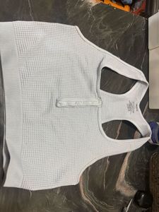White Ribbed Sports Bra with Zipper