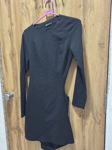 Black Lace-Up Back Mini Dress