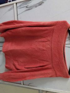 Coral off shoulder Knit Sweater