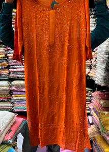 Pure Viscose Rust mukesh work Kurti