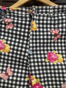 Chic Gingham Floral Butterfly Pants