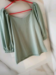 Sage Green Puff Sleeve Top