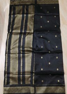 New Black Saree with Golden Border