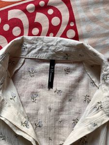 Sheer Floral Print Button-Up Shirt