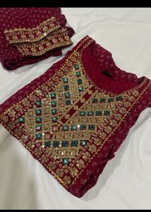 Combo of two maroon and yellow Elegant Embroidered