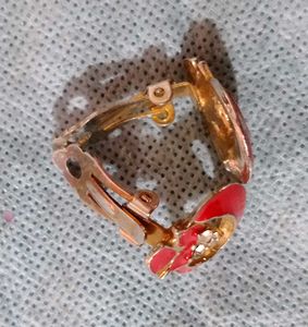 Vintage Red Enamel &amp; Crystal Earrings
