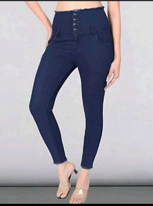High Waisted Skinny Blue Jeans