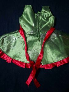 Adorable Green &amp; Red Party Dress(6layers )