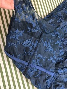 Elegant Blue Lace Overlay Dress