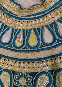 Teal Real Mirror Work Kurta (Diwali Offer 🪔)