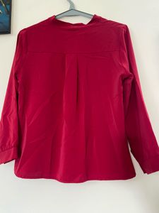 Elegant Red Blouse with Gold Accent