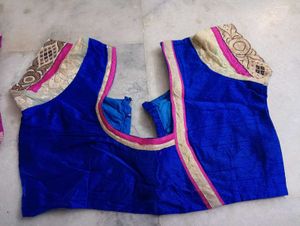 Royal Blue &amp; 🩷 💙 pink Embroidered Saree