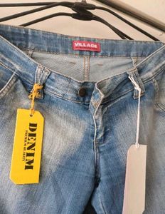 Trendy Blue Cargo Flare Jeans