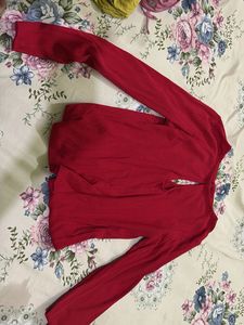 Ribbed Red Long Sleeve Top
