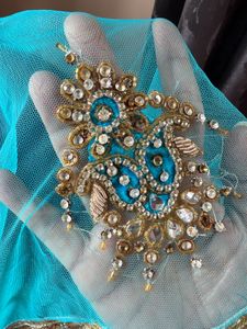 Designer Shaded Blue Net Saree