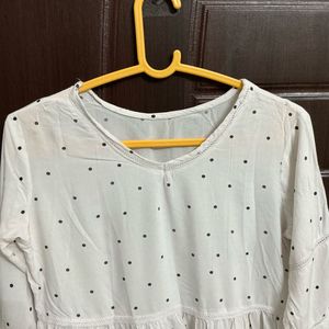 White Polka Dot Tunic Top
